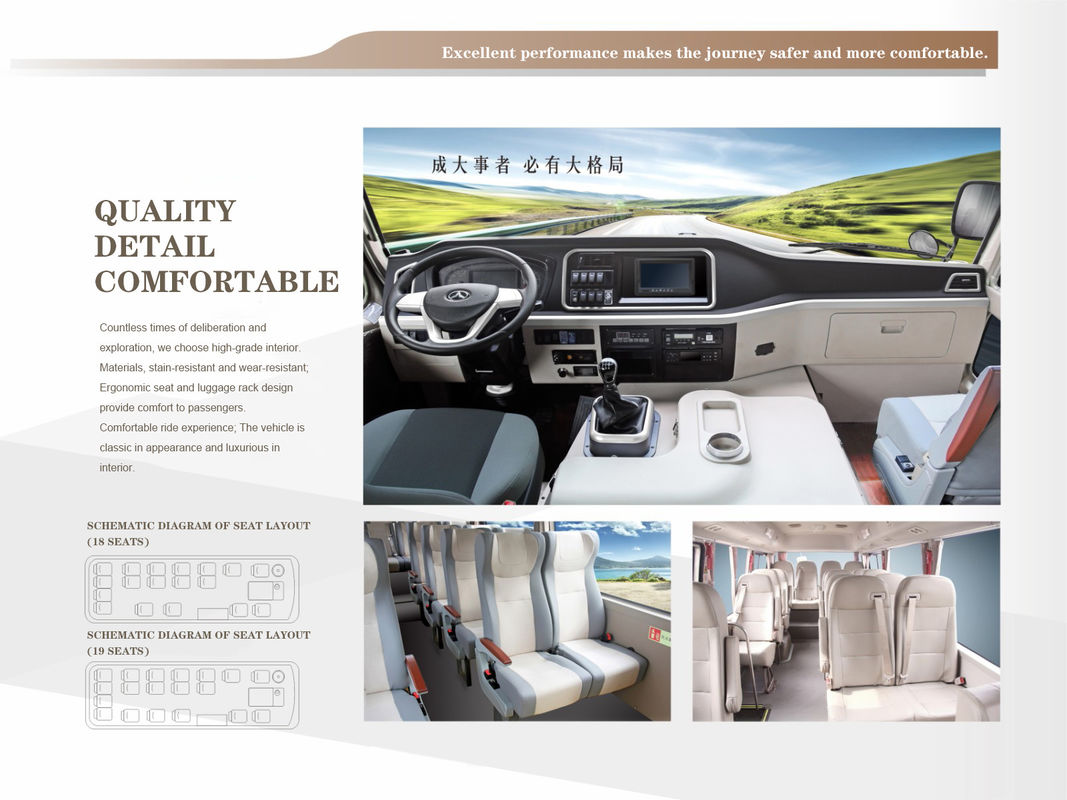Autobus de 6M avec moteur diesel et pneu 7.00R16LT pour le commerce de passagers