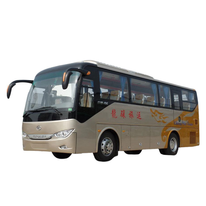 Bus de 10m à gauche avec design couleur et intérieur luxueux